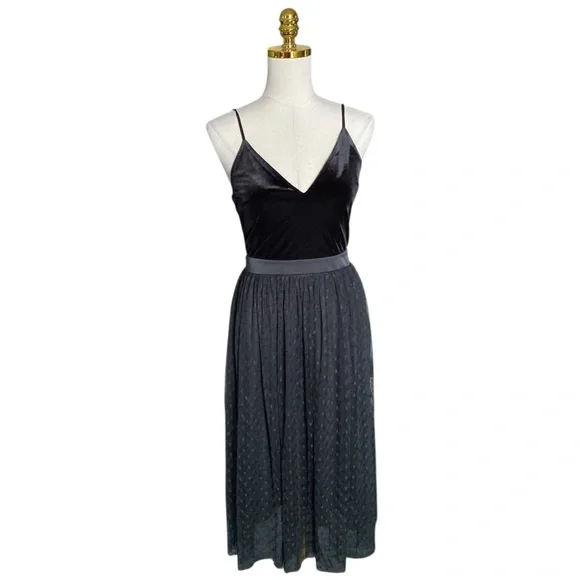 Express Y2k Velvet/Tulle Whimsigoth Babydoll Fairy Midi Mesh Dress Size S Gothic - Picture 2 of 9